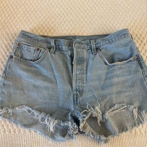 *NOT AVAILABLE * Levi's Frayed Hem Light Blue Jean Shorts 501 button fly